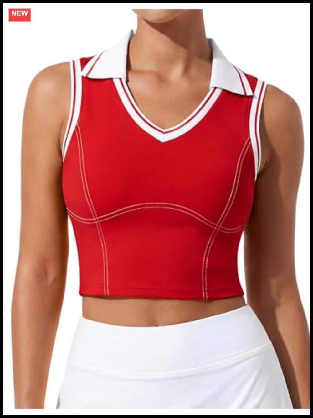 Golf Polo Tank Top with Built-in Bra for Women Athletic Workout